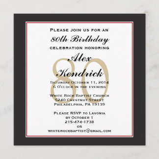 80th Birthday Party Square Invitation