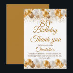 80th Birthday Party Thank You Card<br><div class="desc">A fantastic 80th birthday thank you card. This elegant eightieth birthday thanks contains a celebration balloon design.  Fully customize the text the match your own event.</div>