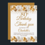 80th Birthday Party Thank You Card<br><div class="desc">A fantastic 80th birthday thank you card. This elegant eightieth birthday thanks contains a celebration balloon design.  Fully customize the text the match your own event.</div>