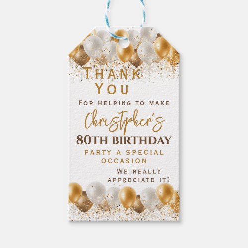 80th Birthday Party Thank You Gift Tags
