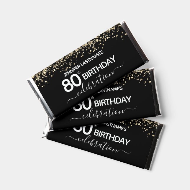 80th Birthday Party Thank You Hershey Bar Favors (Front)