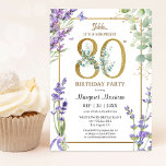 80th Birthday Party Watercolor Purple Lavender Invitation<br><div class="desc">Celebrate 80 years in style with our elegant "80th Birthday Party Watercolor Purple Lavender Invitation!" Perfect for an elegant and memorable 80th birthday party. Order your today and make your celebration truly special! Please note: Gold glitter effects are only simulated; no real gold will be used in the printing process...</div>