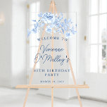80th Birthday Party Welcome Blue Rose Floral Acrylic Sign<br><div class="desc">Welcome your guests in style with this blue floral custom welcome banner. All text is editable.</div>
