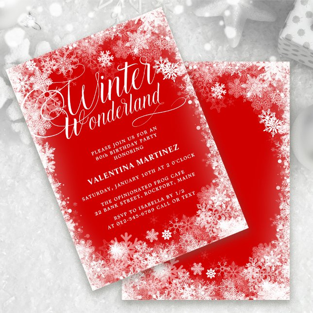 80th Birthday Party Winter Wonderland Snowflake Invitation (Creator Uploaded)