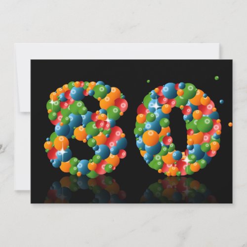 80th Birthday party, with bubbles and balls Custom Announcement