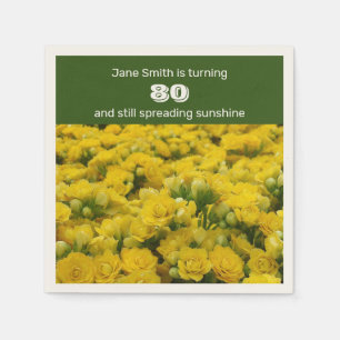 80th Birthday Party Yellow Flowers Celebration Napkins