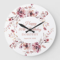 80th Birthday Personalized Burgundy Pink Floral
