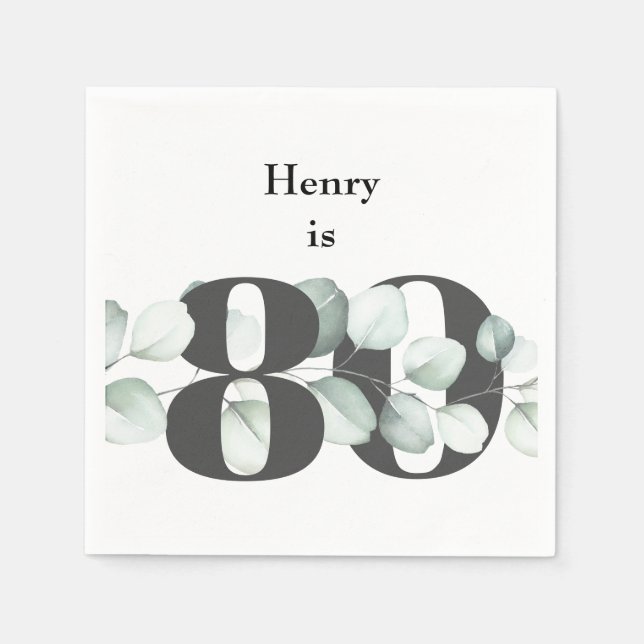 80th Birthday Personalized Cocktail Napkins (Front)