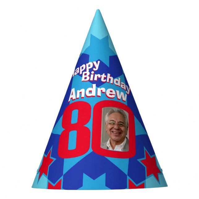 80th birthday personalized photo star name hat (Front)
