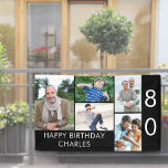 80th Birthday Photo Collage 5 Picture Black White Banner<br><div class="desc">Personalized banner celebrating a 80th Birthday - or customize for any other age! The photo template is set up for you to add 5 of your favorite photos which are displayed in a photo collage of horizontal landscape and vertical portrait formats. The wording simply reads "Happy Birthday [your name]" in...</div>