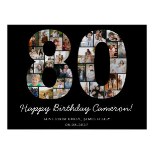 80th Birthday Photo Collage 80th Birthday Gift Poster