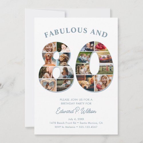 80th Birthday Photo Collage Elegant and Timeless