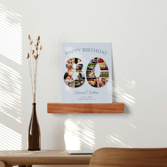 80th Birthday Photo Collage Elegant and Timeless Picture Ledge (Creator Uploaded)