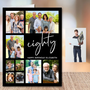 80th Birthday Photo Collage Jumbo Card
