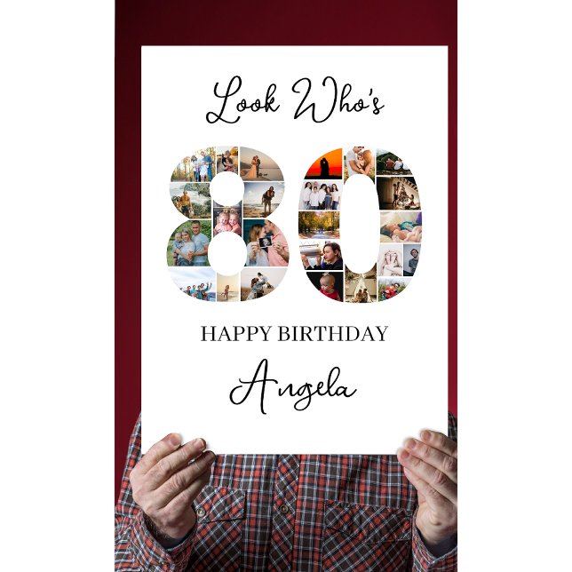 80th Birthday Photo Collage look who's 80 Card (Creator Uploaded)