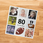 80th birthday photo collage man guy white jigsaw puzzle<br><div class="desc">A gift for a man's 80th birthday,  celebrating his life with a collage of 8 of your photos.  Templates for age 80 and a date.  Date of birth or the date of the anniversary.  Black colored letters.  White background.</div>
