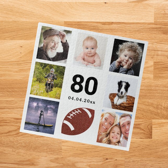 80th birthday photo collage man guy white jigsaw puzzle (Creator Uploaded)