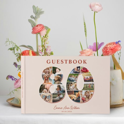 80th Birthday Photo Collage Milestone Guestbook