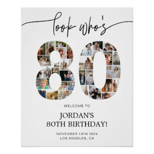 80th Birthday Photo Collage Welcome Poster