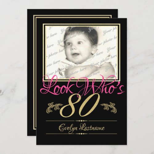 80th Birthday Photo Invitation