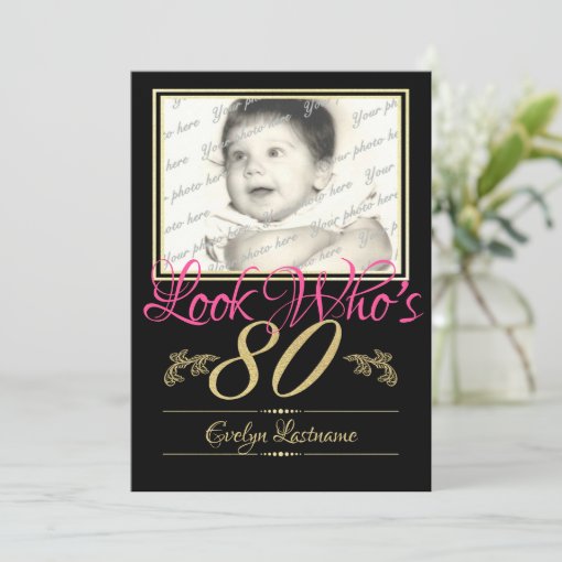 80th Birthday Photo Invitation | Zazzle