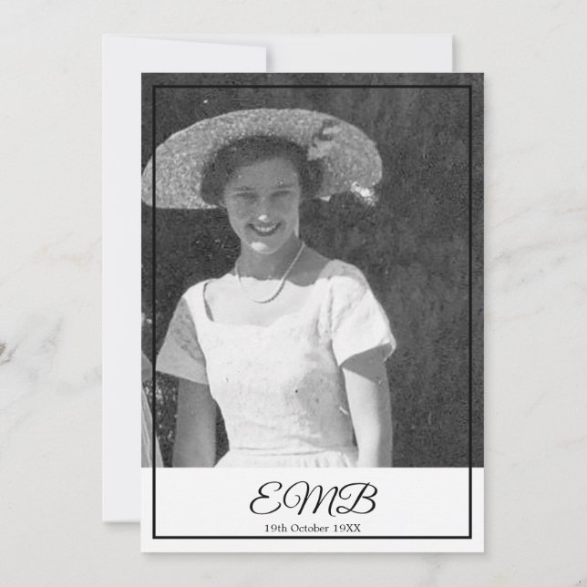 80th Birthday Photo Monogram Elegant Birthday Invitation (Back)