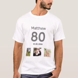 80th birthday photo monogram guy T-Shirt