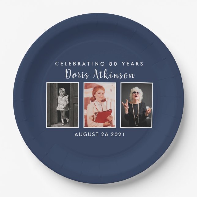 80th birthday photo plate (Front)