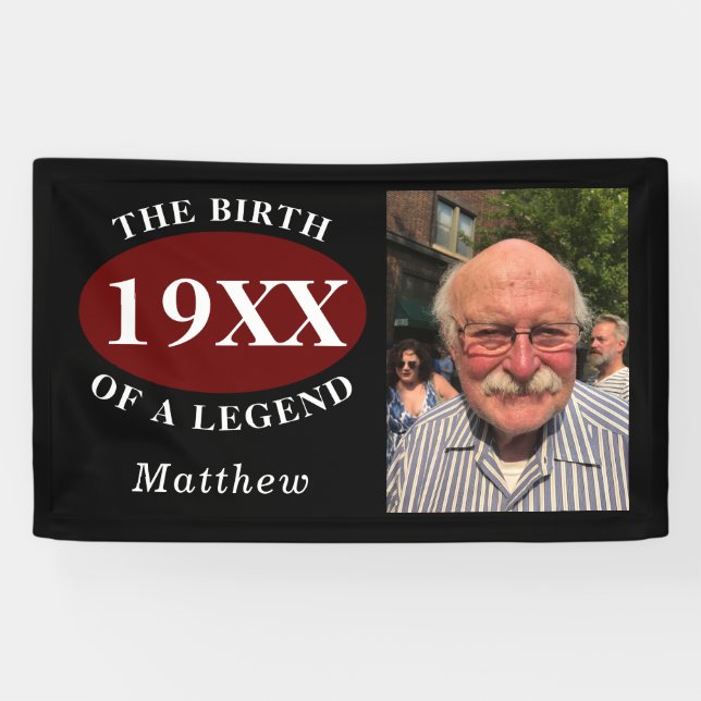 80th Birthday Photo Template Birth Of A Legend Banner (Horizontal)