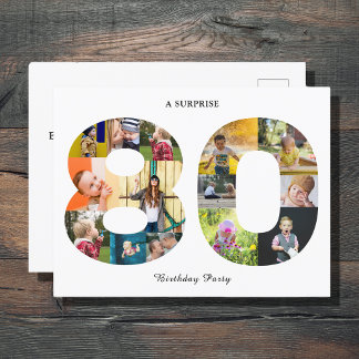 80th Birthday Photo Template Invitation