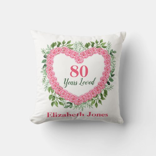 80th Birthday Pillow _ 80 Years Loved Design