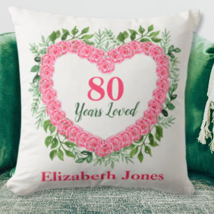 80th Birthday Pillow - 80 Years Loved Design