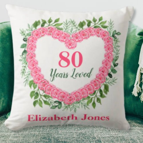 80th Birthday Pillow _ 80 Years Loved Design