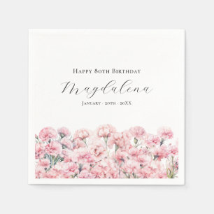 80th Birthday Pink Carnation January Birth Flower Napkins