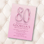 80th Birthday Pink Diamonds Invitation<br><div class="desc">When diamonds are your girl's BFF, and pink is her lifelong love, this pink diamond birthday design is the only one for her. Featuring elegant art nouveau text studded with diamonds, this design is pretty, elegant, and feminine, just like her. The rose pink color scheme saturates the whole design with...</div>