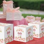 80th birthday pink florals white thank you favor boxes<br><div class="desc">A girly and feminine favor box for a 80th birthday party. With contemporary pink, peach and coral colored watercolored dahlia flowers. Elegant white as background. Templates for a name, age 80 and a date. Date for birth or date of the party. Coral and burgundy colored letters. With the text: Thank...</div>