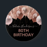 80th Birthday Pink Glitter Balloons Button<br><div class="desc">Faux glitter. Stylish pink party balloon template. Great for many different birthday celebrations. All text is adjustable. 80th Birthday party</div>
