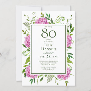80th Birthday Pink Hydrangeas Card Request 