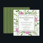 80th Birthday Pink Hydrangeas Invitation<br><div class="desc">This pink hydrangea 80th birthday brunch/party invitation is whimsical and stunning! With its watercolor multi-hued pink hydrangeas, wispy natural greenery, and coordinating green striped back it is perfect for any woman you love. By selecting Personalize this template and typing in your information you can see your gorgeous invitations in seconds!...</div>