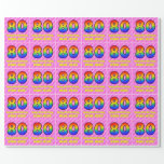 [ Thumbnail: 80th Birthday: Pink Stripes & Hearts, Rainbow # 80 Wrapping Paper ]