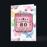 80th Birthday Pink Watercolor Butterfly Greeting Card<br><div class="desc">The beauty of butterflies with the softness of water colors and the pink wash makes this a special 80th birthday card design. Easy to edit text using the template provided.</div>