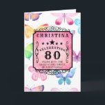 80th Birthday Pink Watercolor Butterfly Greeting Card<br><div class="desc">The beauty of butterflies with the softness of water colors and the pink wash makes this a special 80th birthday card design. Easy to edit text using the template provided.</div>