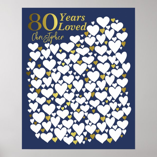 80th Birthday Poster - 80 Years Loved Reasons (Front)