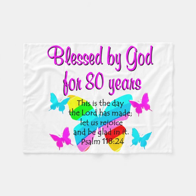 80TH BIRTHDAY PRAYER FLEECE BLANKET (Front (Horizontal))
