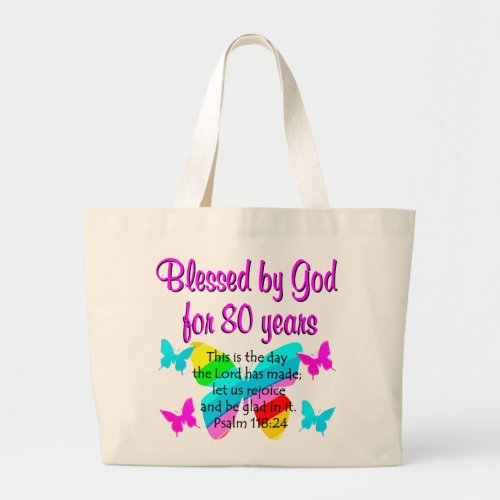 80TH BIRTHDAY PRAYER LARGE TOTE BAG