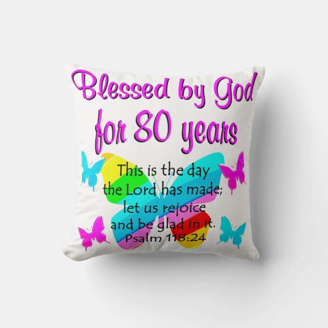 80TH BIRTHDAY PRAYER THROW PILLOW (Front)