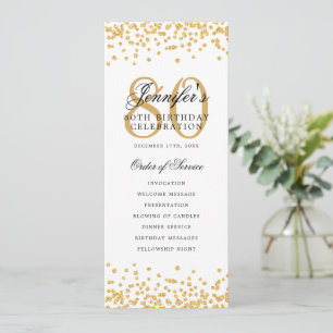 80th Birthday Program Gold Confetti Menu