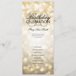 80th Birthday Program Lights Gold Menu