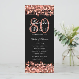 80th Birthday Program Rose Gold Menu+Thank You