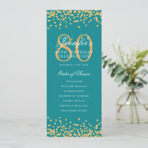 80th Birthday Program Thanks Gold Turquoise